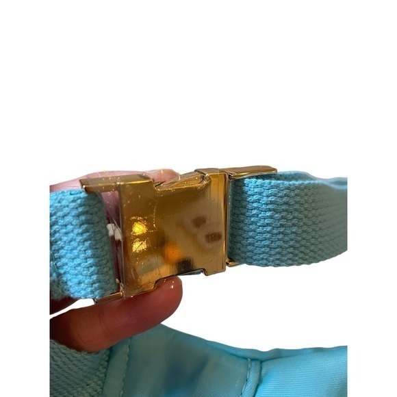 NWOT‎ Pink Lily Nylon Aqua with Gold Belt Bag w/ Adjustable Strap - Picture 8 of 12